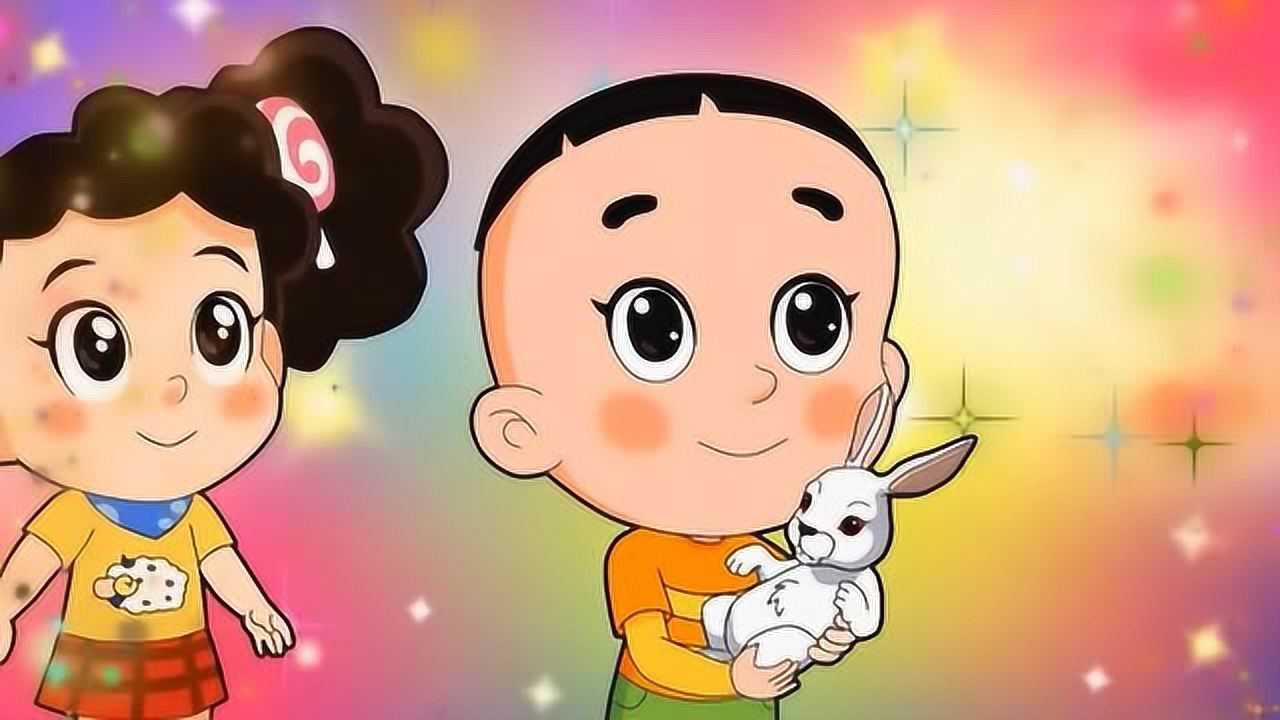 围裙妈妈帮大头儿子训练小兔子
