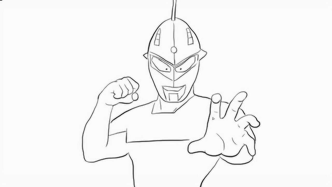 帅气的赛文奥特曼儿童亲子简笔画