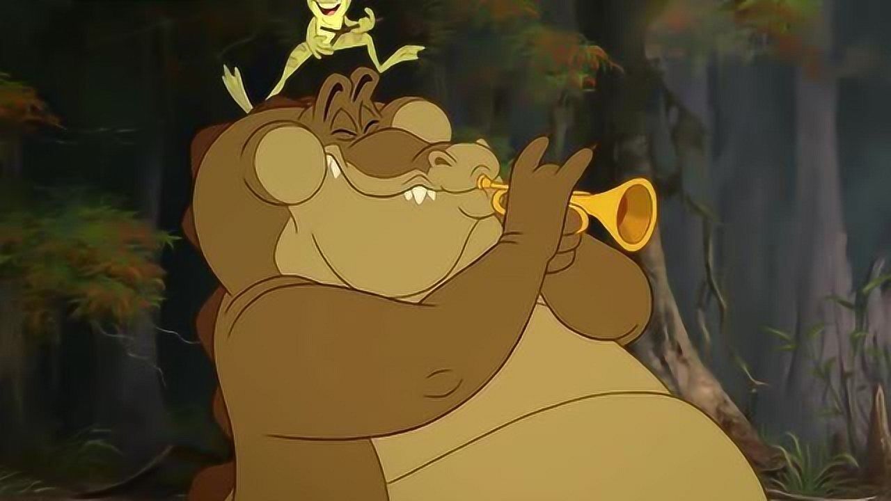 公主与青蛙:大鳄鱼吹号角和青蛙王子愉快合奏,样子好可爱!