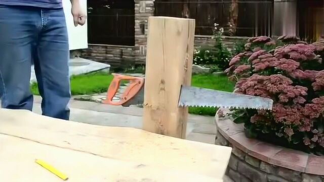 实拍户外公园长椅制作全过程