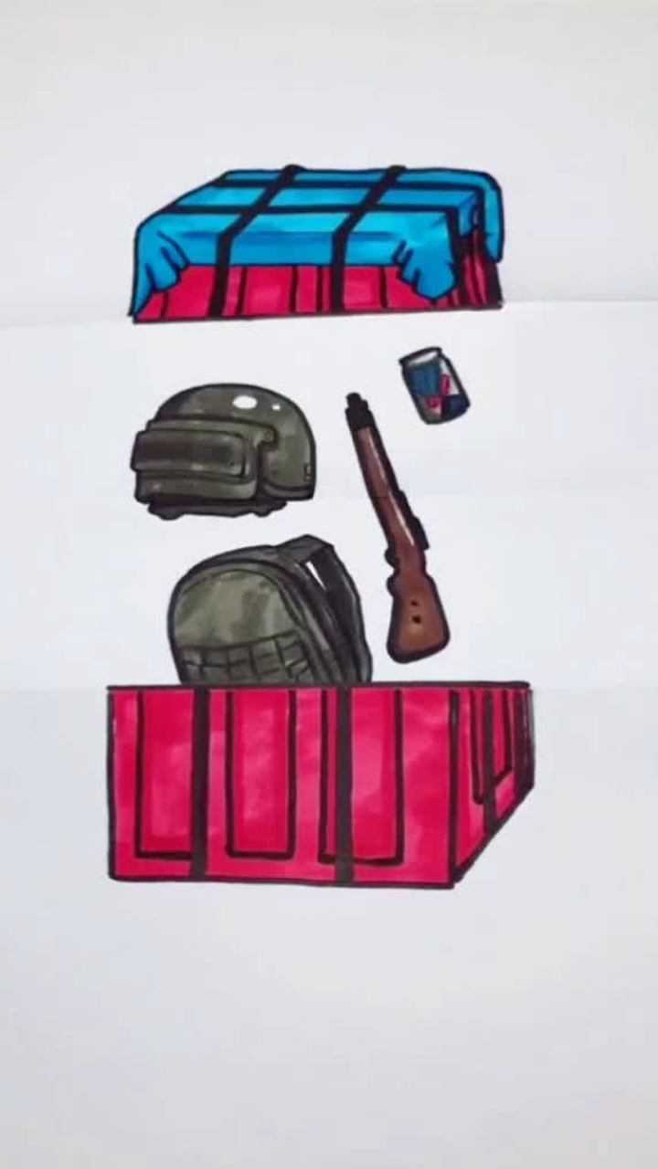 简笔画教你如何画有装备的空投哦三级头三级包