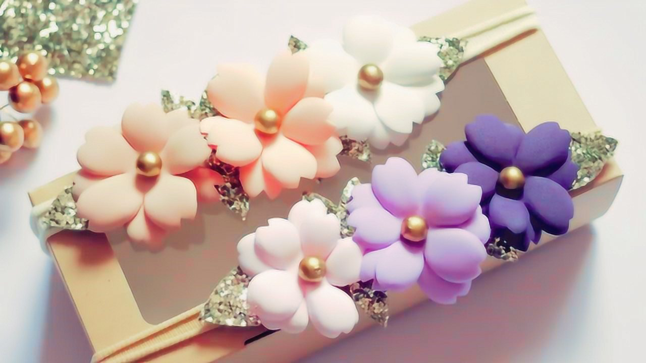 diy用海绵纸给小朋友制作漂亮头饰花带