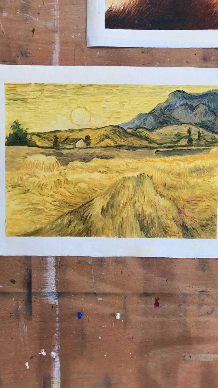 绘画金色麦田
