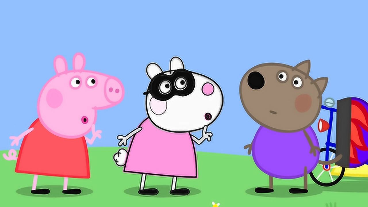 简笔画小猪佩奇和苏西在玩寻找玩具的游戏佩奇让丹尼小声一点