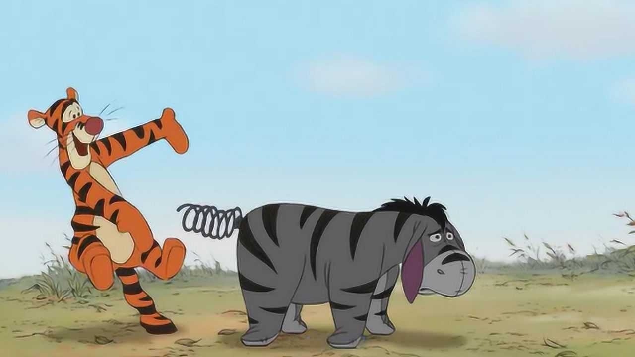 屹耳的尾巴丢了,跳跳虎竟然给它装上弹簧,这下屹耳可惨了_电影_高清