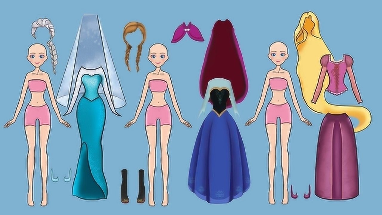 把三个纸娃娃装扮成艾莎公主安娜公主和长发公主你喜欢哪一个