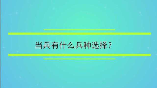 当兵有什么兵种选择?