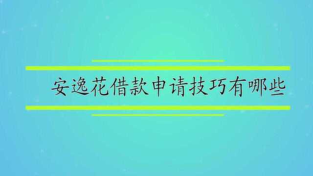 安逸花借款申请技巧有哪些