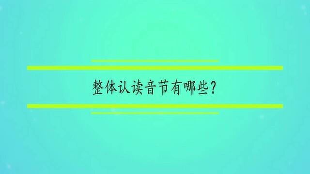 整体认读音节有哪些?