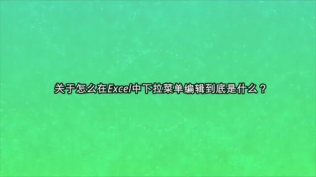 关于怎么在Excel中下拉菜单编辑到底是什么?