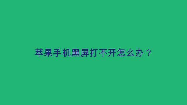 苹果手机黑屏打不开怎么办?