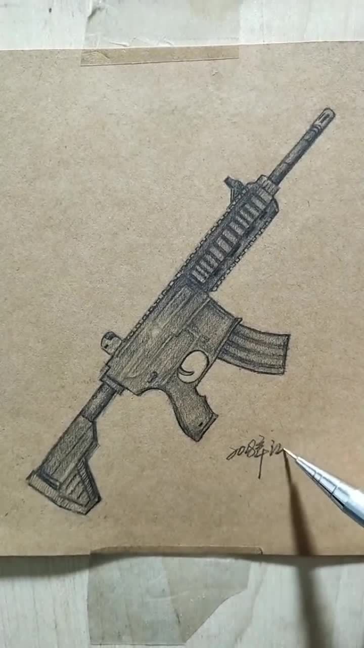 m416画铅笔画图片