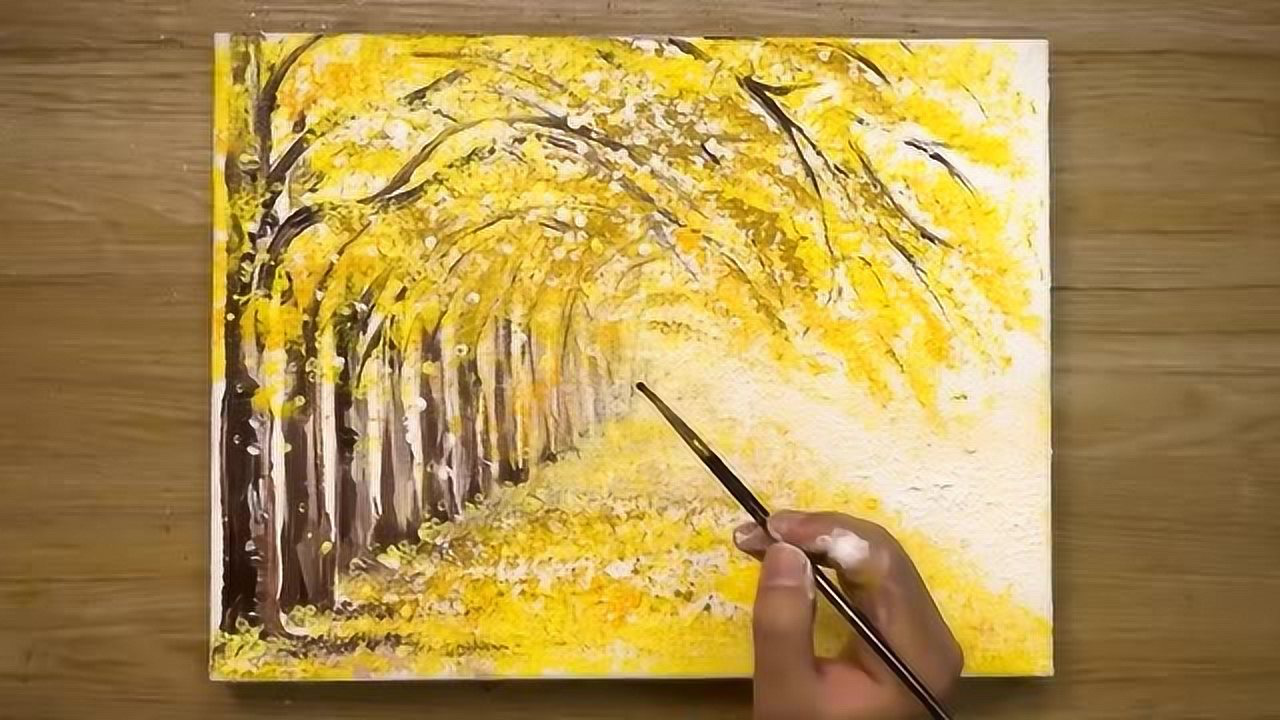 【丙烯画】银杏树