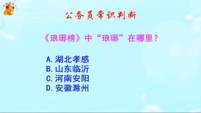 公务员常识判断,《琅琊榜》中“琅琊”在哪里?知道的人不多哦