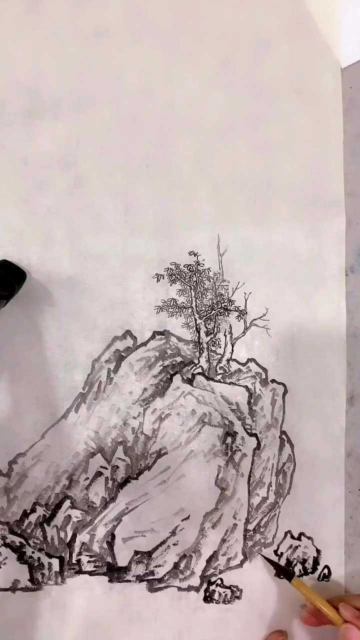 传统山水画教学 斧劈皴示范