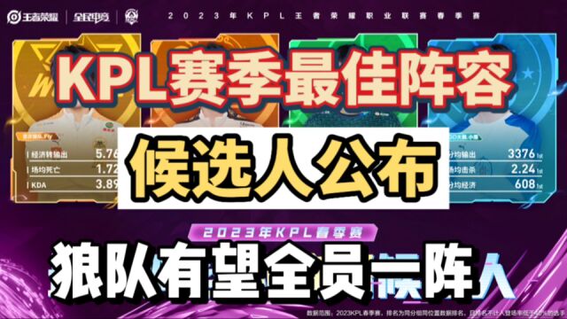 KPL最佳阵容候选人出炉,狼队有望全员1阵,牛刀的荣誉谁也抢不走