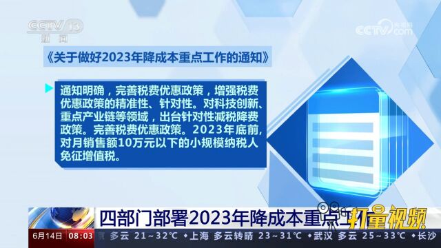 四部门部署2023年降成本重点工作