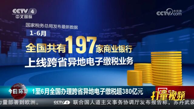 国家税务总局:1至6月全国办理跨省异地电子缴税超380亿元