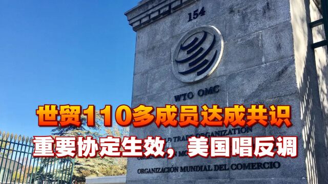 中方牵头,世贸110多成员达成共识,重要协定生效,美国唱反调