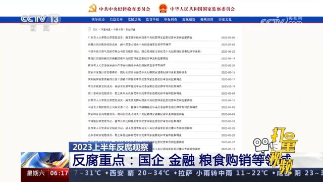 2023上半年反腐重点:国企、金融、粮食购销等领域