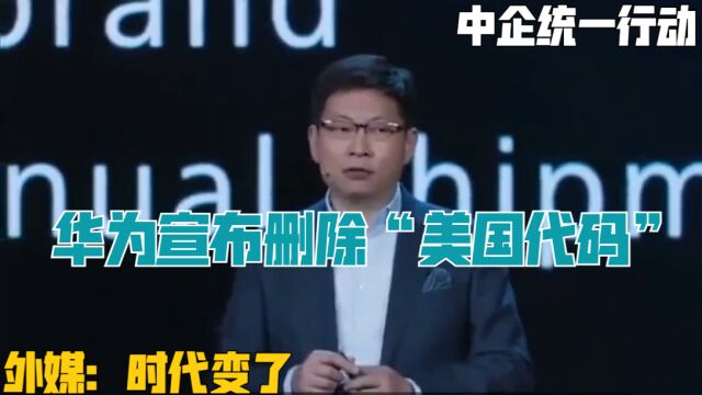 华为宣布删除“美国代码”!中企统一行动,外媒:时代变了