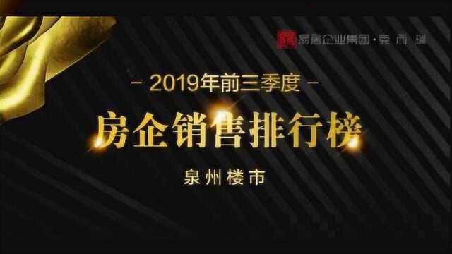 2019年前三季度泉州楼市销售排行榜 中骏夺市区成交金额冠军