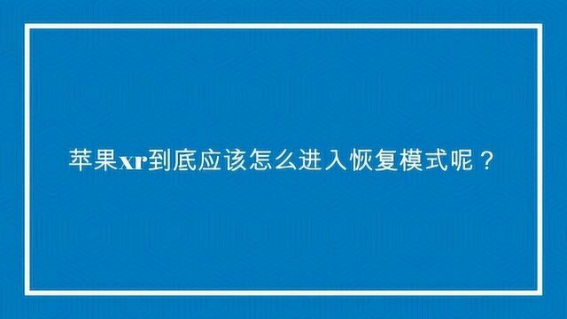 苹果xr到底应该怎么进入恢复模式呢?