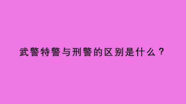 武警特警与刑警的区别是什么?