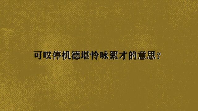 可叹停机德堪怜咏絮才的意思?