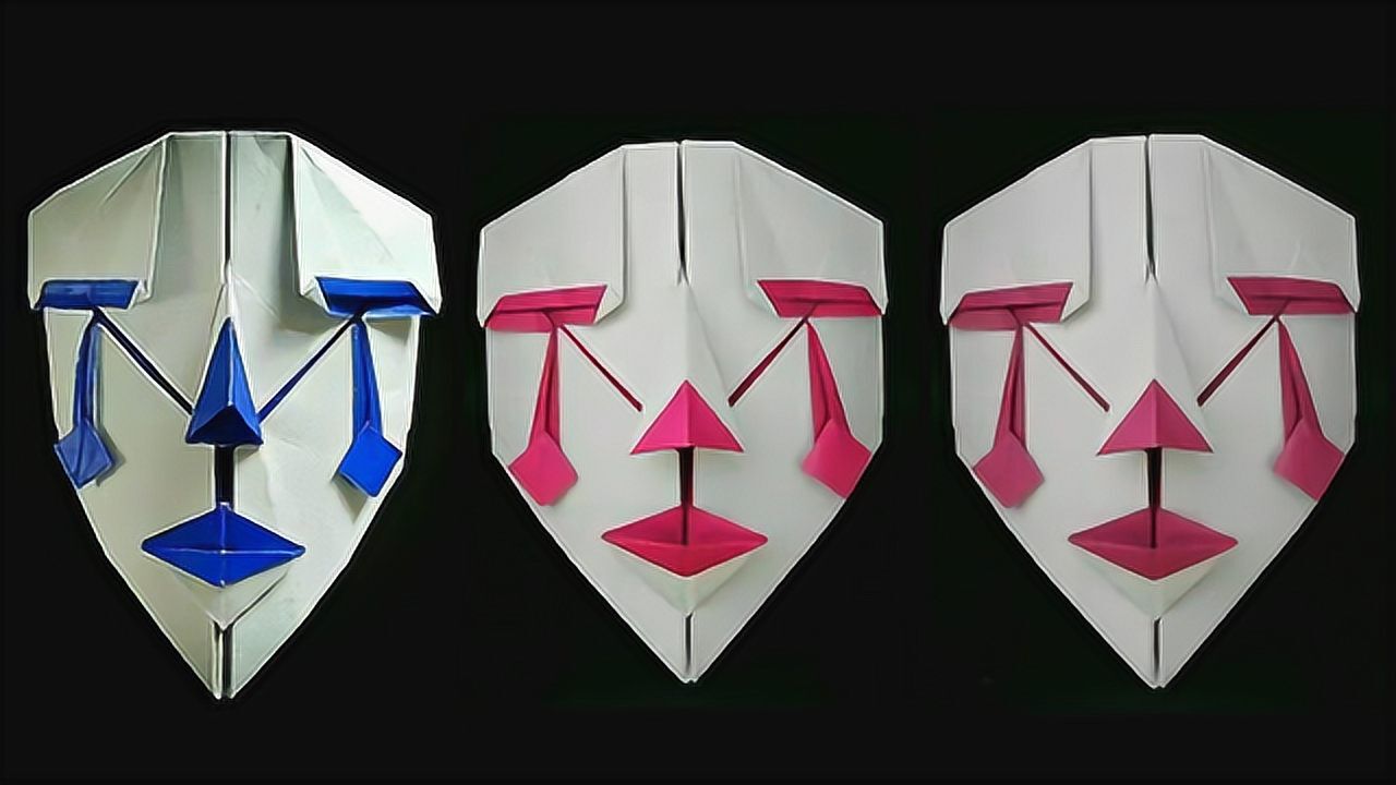 难度较高的折纸教程,折纸小丑面具的另一个版本