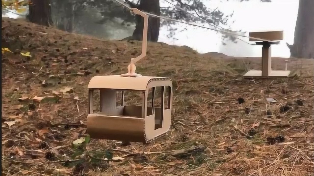 手工diy小创意,利用废纸板制作缆车,有这几样废品就可以自己制作!