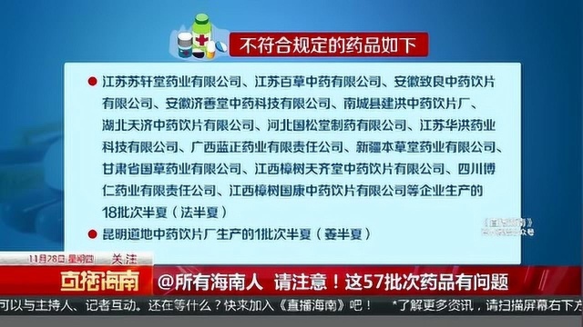 @所有海南人 请注意!这57批次药品有问题