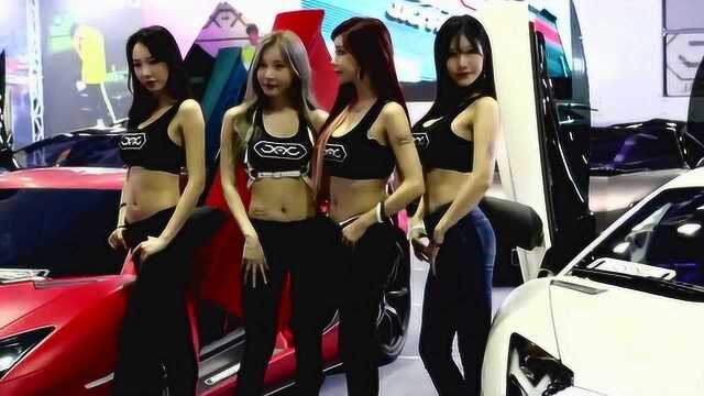 2019韩国首尔车展众多美女模特围绕超跑豪车高清饭拍秀