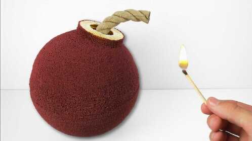 90000根火柴自制手工"地雷",点火的瞬间,场面十分震撼!