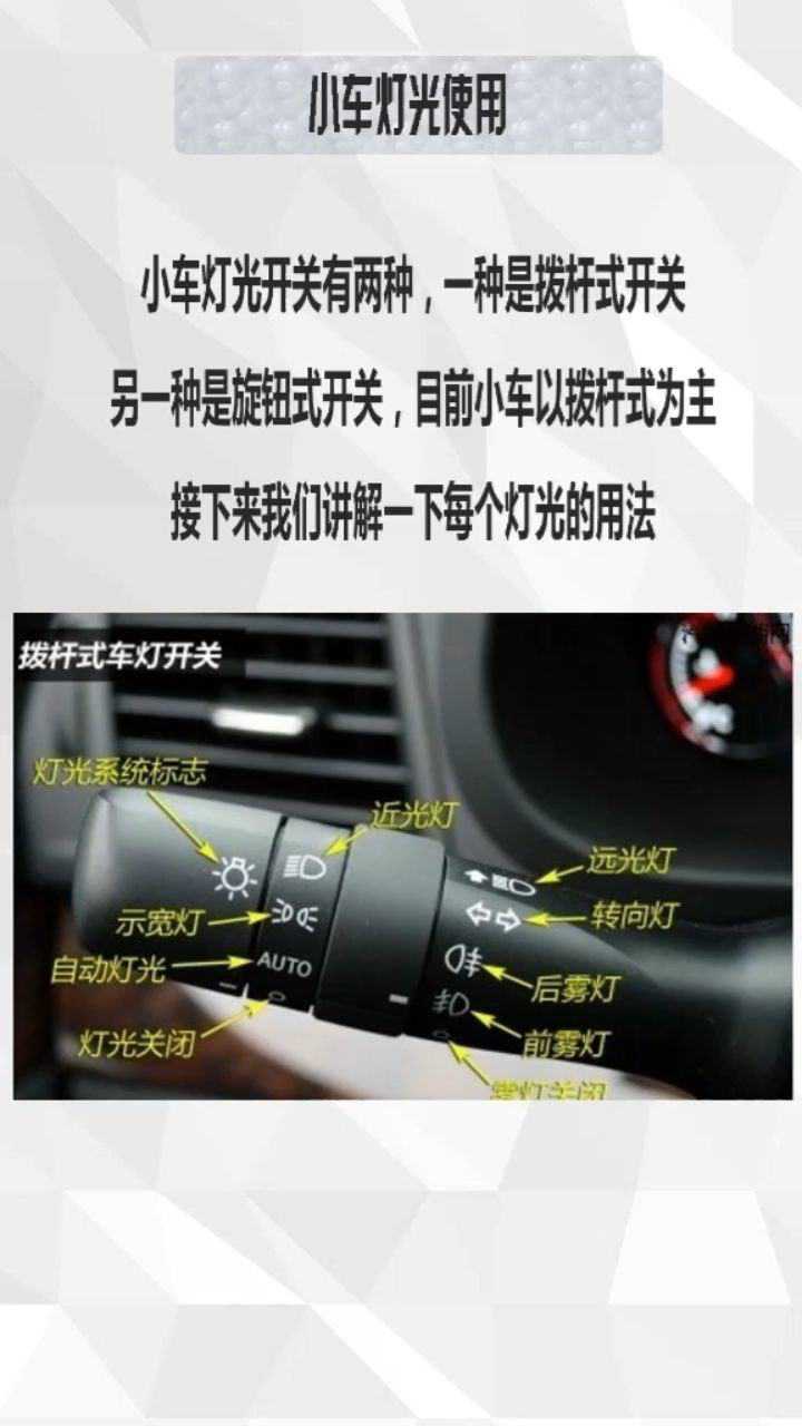 小车车灯灯光使用图解,车内该如何使用小车车灯