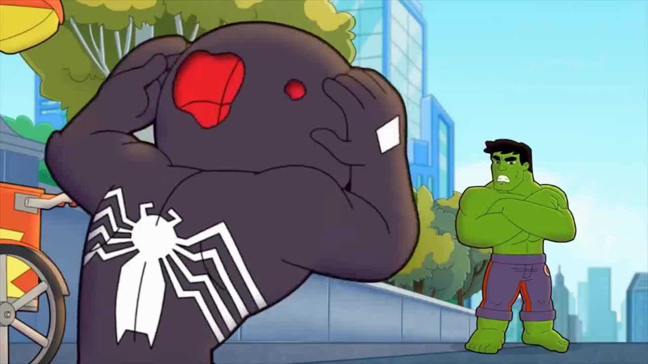 蜘蛛侠被毒液寄生,接着用蜘蛛网捆住了浩克_腾讯视频