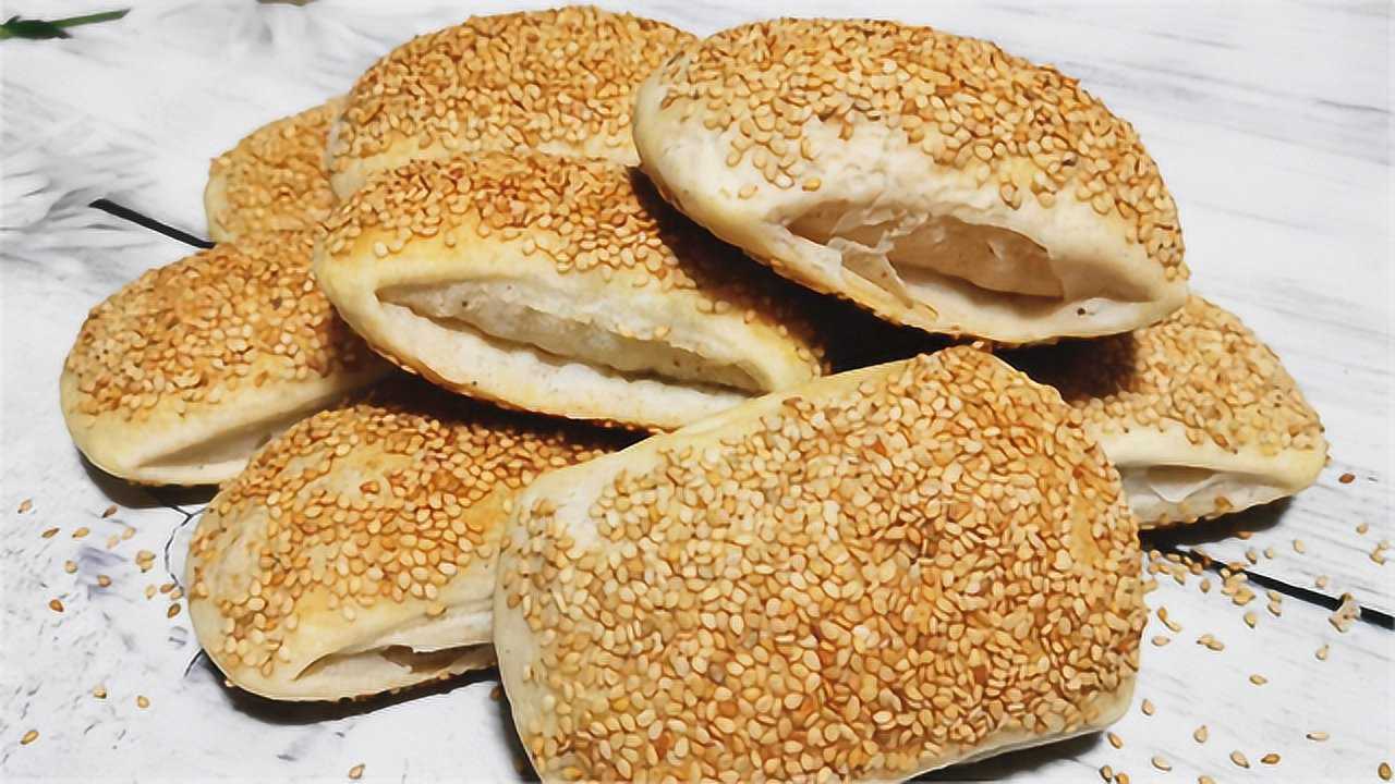 卖1元1个的双麻火烧,无技巧无难度,又酥又香,不喝汤也能吃3个