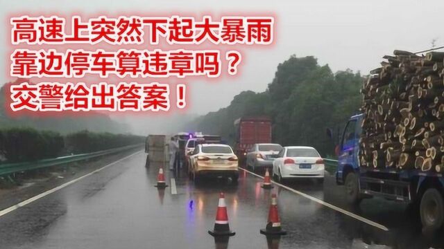 高速上突然下起大暴雨,靠边停车算违章吗?交警给出答案!