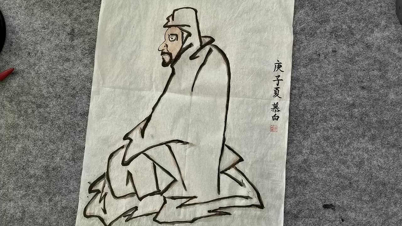画达摩祖师像,线条刚劲了许多