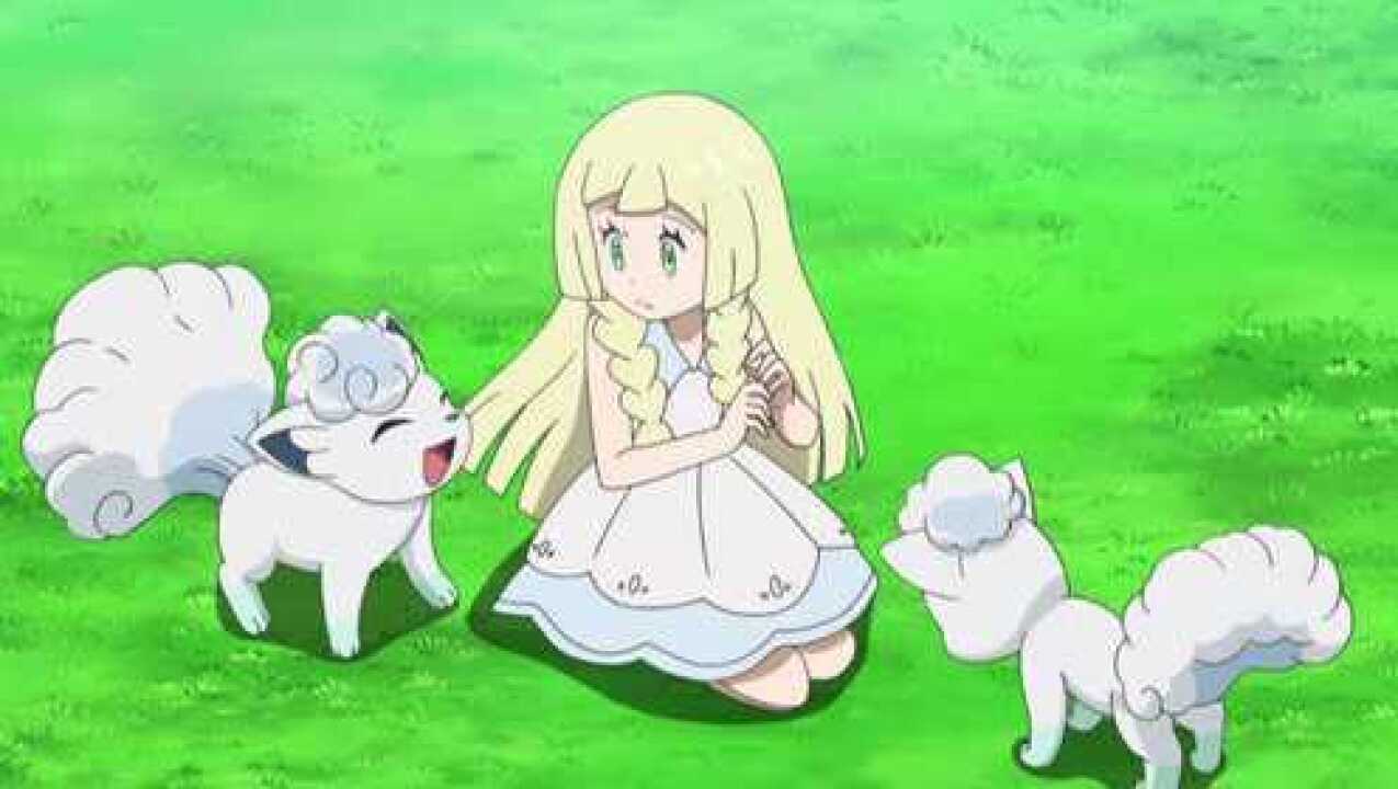 精灵宝可梦莉莉艾发现了这个是假的六尾小智成功抓住了百变怪