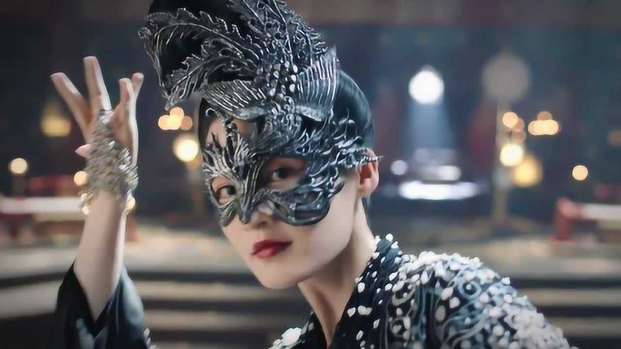 锦绣南歌骊歌着黑衣戴凤凰面具跳舞美