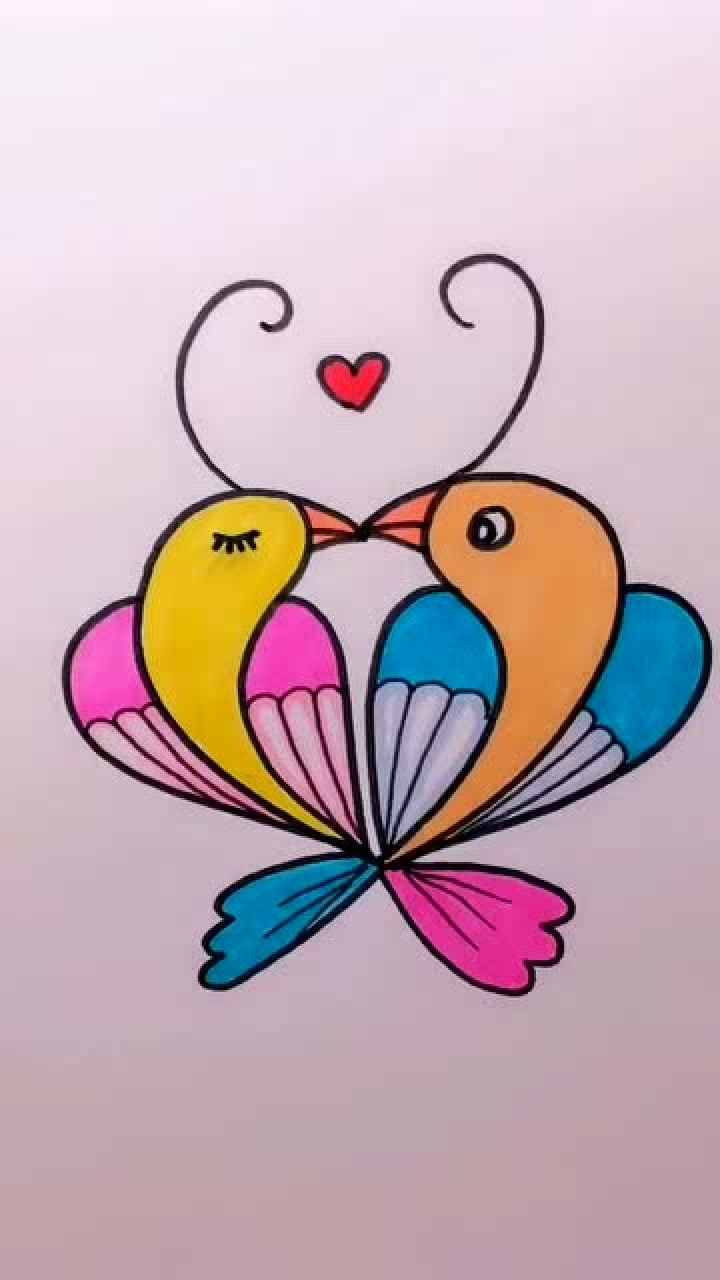 爱心画两只小鸟这操作简直厉害了啊