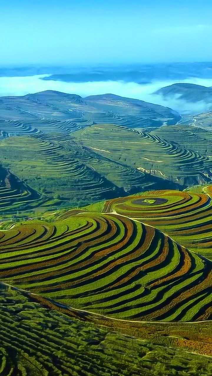 宁夏固原金鸡坪梯田,美景如画,犹如进入仙境一般!_腾讯视频