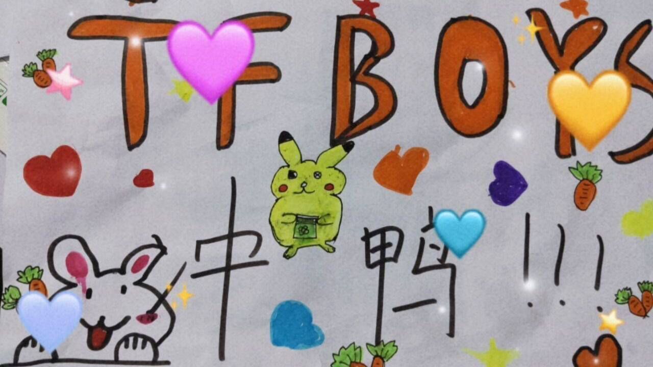 抓到一个tfboys小粉丝好可爱的应援画