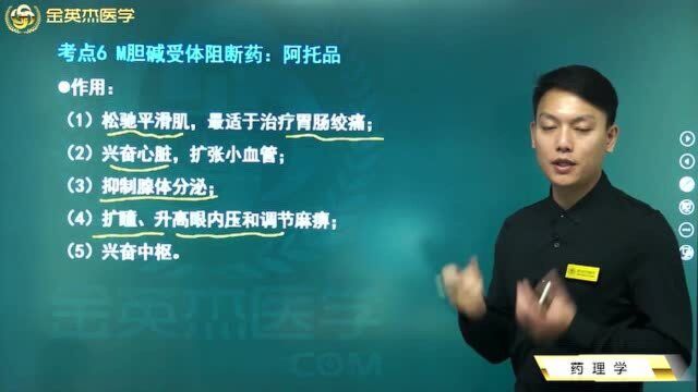 药理学:M胆碱受体阻断药阿托品的主要作用都有这些,不良反应全在这里了.