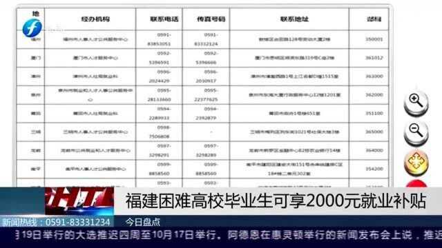 好消息!福建困难高校毕业生可享2000元就业补贴!