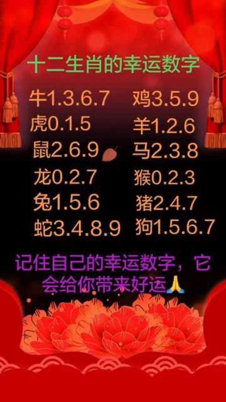 十二生肖的幸运数字,快来看一看