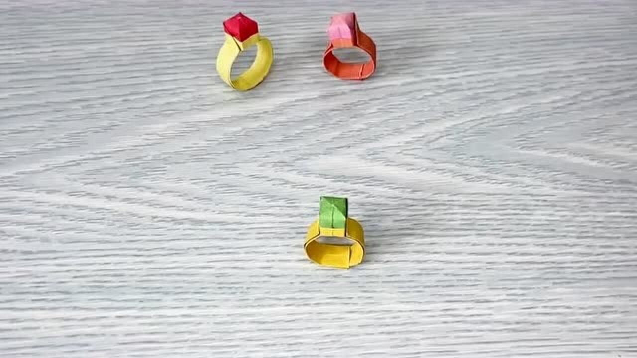 宝石戒指折纸 简单的戒指手工折纸教程