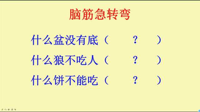 脑筋急转弯:什么盆没有底?什么狼不吃人?什么饼不能吃