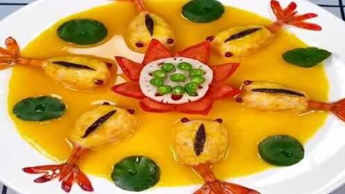 金鱼戏莲,诗情画意,一道营养清淡鲜美的菜肴!